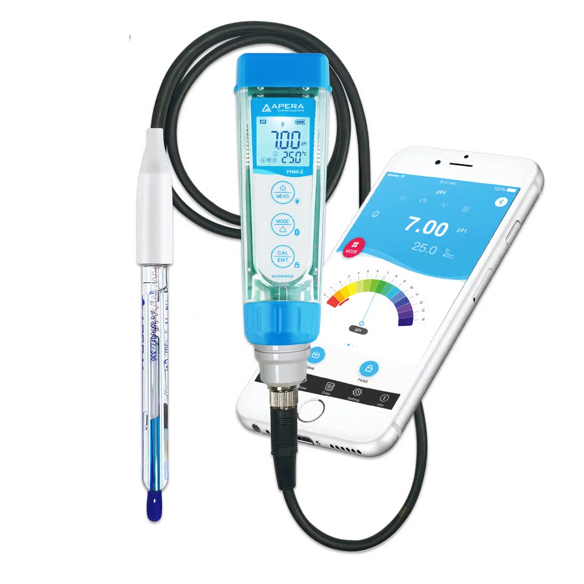 PH60Z-VS Smart pH Tester Kit for Viscous Liquid with LabSen 855 ATC pH Electrode